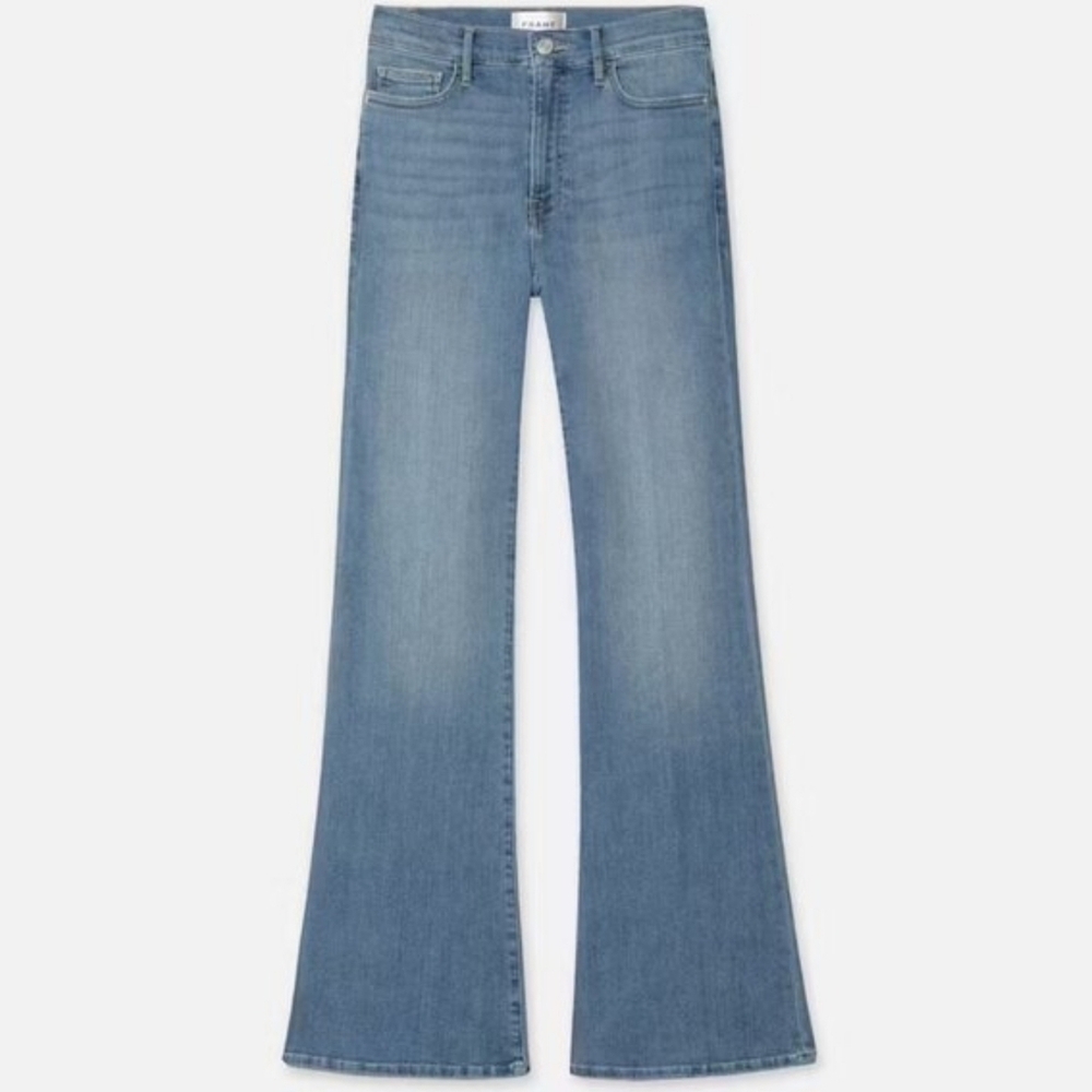 FRAME Le Easy Flare Light Wash High Rise Stretch Jeans Size 33 - Picture 2 of 11
